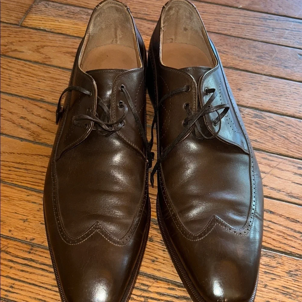 Men's Dark Brown Leather Derby Shoes – Classic Lace-Up Dress Oxfords